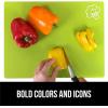imageGORILLA GRIP 100 BPAFree Flexible Cutting Board Set of 5 Durable Plastic Mats with Food Icons for Meal Prepping Large and Mini Kitchen Chopping Mat Use for Meat Fish Vegetables Fruit MulticolorPack of 4