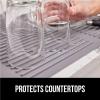 imageGORILLA GRIP 100 BPAFree Patented Silicone Dish Drying Mat for Kitchen Counter 18x16 Inch Water Catching Ribbed Design Easy Clean Waterproof Sink Liner Heat Resistant Fits Under Rack WhiteGray