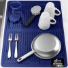 imageGORILLA GRIP 100 BPAFree Patented Silicone Dish Drying Mat for Kitchen Counter 18x16 Inch Water Catching Ribbed Design Easy Clean Waterproof Sink Liner Heat Resistant Fits Under Rack WhiteBlue