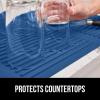 imageGORILLA GRIP 100 BPAFree Patented Silicone Dish Drying Mat for Kitchen Counter 18x16 Inch Water Catching Ribbed Design Easy Clean Waterproof Sink Liner Heat Resistant Fits Under Rack WhiteBlue