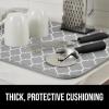 imageGORILLA GRIP 100 BPAFree Patented Silicone Dish Drying Mat for Kitchen Counter 18x16 Inch Water Catching Ribbed Design Easy Clean Waterproof Sink Liner Heat Resistant Fits Under Rack WhiteQuatrefoil