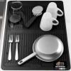 imageGORILLA GRIP 100 BPAFree Patented Silicone Dish Drying Mat for Kitchen Counter 18x16 Inch Water Catching Ribbed Design Easy Clean Waterproof Sink Liner Heat Resistant Fits Under Rack WhiteBlack