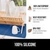 imageGORILLA GRIP 100 BPAFree Patented Silicone Dish Drying Mat for Kitchen Counter 18x16 Inch Water Catching Ribbed Design Easy Clean Waterproof Sink Liner Heat Resistant Fits Under Rack WhiteBlue