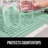 imageGORILLA GRIP 100 BPAFree Patented Silicone Dish Drying Mat for Kitchen Counter 18x16 Inch Water Catching Ribbed Design Easy Clean Waterproof Sink Liner Heat Resistant Fits Under Rack WhiteMint