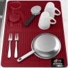 imageGORILLA GRIP 100 BPAFree Patented Silicone Dish Drying Mat for Kitchen Counter 18x16 Inch Water Catching Ribbed Design Easy Clean Waterproof Sink Liner Heat Resistant Fits Under Rack WhiteRed