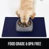 imageGORILLA GRIP 100 Waterproof Raised Edge BPA Free Silicone Pet Feeding Mat Dog Cat Food Mats Contain Spills Protects Floors Placemats for Cats and Dogs Water Bowl Pets Accessories 185x115 GrayNavy
