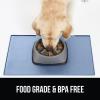 imageGORILLA GRIP 100 Waterproof Raised Edge BPA Free Silicone Pet Feeding Mat Dog Cat Food Mats Contain Spills Protects Floors Placemats for Cats and Dogs Water Bowl Pets Accessories 185x115 GrayLight Blue