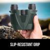 imageGORILLA GRIP 10x25 Compact Binoculars for Adults with Strap Superior High Powered Clear 10X Magnification Lightweight Bird Watching Hunting Stargazing Adjustable Eye Cups GreenHunter Green