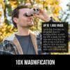 imageGORILLA GRIP 10x25 Compact Binoculars for Adults with Strap Superior High Powered Clear 10X Magnification Lightweight Bird Watching Hunting Stargazing Adjustable Eye Cups GreenKhaki