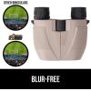 imageGORILLA GRIP 10x25 Compact Binoculars for Adults with Strap Superior High Powered Clear 10X Magnification Lightweight Bird Watching Hunting Stargazing Adjustable Eye Cups GreenKhaki