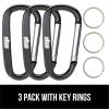 imageGORILLA GRIP 3 Inch Heavy Duty Aluminum Carabiner Clip Clips Holds 170lbs Rust ScratchResistant Mini Keychain Carabiners for Keys Small Ring Hooks Bag Backpack PurseBlackOrangeBlue