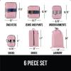 imageGORILLA GRIP 6 Set Packing Cubes Travel Essentials for Suitcase Mesh Organizer Bags for Clothes Toiletries Shoes and Laundry Luggage and Carry On Airplane Accessories Traveling Must Haves SpiralPink