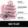 imageGORILLA GRIP 6 Set Packing Cubes Travel Essentials for Suitcase Mesh Organizer Bags for Clothes Toiletries Shoes and Laundry Luggage and Carry On Airplane Accessories Traveling Must Haves SpiralPink