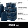 imageGORILLA GRIP 6 Set Packing Cubes Travel Essentials for Suitcase Mesh Organizer Bags for Clothes Toiletries Shoes and Laundry Luggage and Carry On Airplane Accessories Traveling Must Haves SpiralNavy