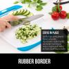 imageGORILLA GRIP BPAFree Reversible Kitchen Cutting Board Set of 3 US Designed Nonporous Juice Grooves Catch Liquid Slip Resistant Border Dishwasher Safe Durable Large Food Chopping Boards BlackAquaWhite