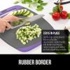 imageGORILLA GRIP BPAFree Reversible Kitchen Cutting Board Set of 3 US Designed Nonporous Juice Grooves Catch Liquid Slip Resistant Border Dishwasher Safe Durable Large Food Chopping Boards BlackPurpleGray