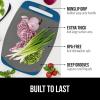 imageGORILLA GRIP BPAFree Reversible Kitchen Cutting Board Set of 3 US Designed Nonporous Juice Grooves Catch Liquid Slip Resistant Border Dishwasher Safe Durable Large Food Chopping Boards BlackBlueGray