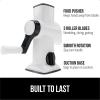 imageGORILLA GRIP BPAFree Rotary Cheese Grater Hand Crank Easy to Set Up Strong Suction Base for Kitchen Countertop Shred Potato Vegetable Nuts in Seconds Round Mandoline Slicer 3 Blades BlackWhite