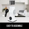 imageGORILLA GRIP BPAFree Rotary Cheese Grater Hand Crank Easy to Set Up Strong Suction Base for Kitchen Countertop Shred Potato Vegetable Nuts in Seconds Round Mandoline Slicer 3 Blades BlackWhite