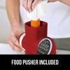 imageGORILLA GRIP BPAFree Rotary Cheese Grater Hand Crank Easy to Set Up Strong Suction Base for Kitchen Countertop Shred Potato Vegetable Nuts in Seconds Round Mandoline Slicer 3 Blades BlackRed