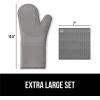 imageGORILLA GRIP BPAFree Soft Silicone Oven Mitts Heat Resistant and Waterproof Cooking Gloves Thick Cotton Lining Flexible Gripping for Baking Grilling Kitchen Potholders Set of 2 125x83 WhiteGray