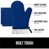 imageGORILLA GRIP BPAFree Soft Silicone Oven Mitts Heat Resistant and Waterproof Cooking Gloves Thick Cotton Lining Flexible Gripping for Baking Grilling Kitchen Potholders Set of 2 125x83 WhiteBlue