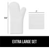 imageGORILLA GRIP BPAFree Soft Silicone Oven Mitts Heat Resistant and Waterproof Cooking Gloves Thick Cotton Lining Flexible Gripping for Baking Grilling Kitchen Potholders Set of 2 125x83 WhiteWhite