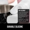 imageGORILLA GRIP BPAFree Soft Silicone Oven Mitts Heat Resistant and Waterproof Cooking Gloves Thick Cotton Lining Flexible Gripping for Baking Grilling Kitchen Potholders Set of 2 125x83 WhiteWhite