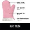 imageGORILLA GRIP BPAFree Soft Silicone Oven Mitts Heat Resistant and Waterproof Cooking Gloves Thick Cotton Lining Flexible Gripping for Baking Grilling Kitchen Potholders Set of 2 125x83 WhitePink