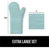 imageGORILLA GRIP BPAFree Soft Silicone Oven Mitts Heat Resistant and Waterproof Cooking Gloves Thick Cotton Lining Flexible Gripping for Baking Grilling Kitchen Potholders Set of 2 125x83 WhiteMint