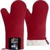 imageGORILLA GRIP BPAFree Soft Silicone Oven Mitts Heat Resistant and Waterproof Cooking Gloves Thick Cotton Lining Flexible Gripping for Baking Grilling Kitchen Potholders Set of 2 125x83 WhiteRed