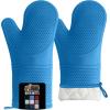 imageGORILLA GRIP BPAFree Soft Silicone Oven Mitts Heat Resistant and Waterproof Cooking Gloves Thick Cotton Lining Flexible Gripping for Baking Grilling Kitchen Potholders Set of 2 125x83 WhiteAqua