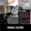 imageGORILLA GRIP BPAFree Soft Silicone Oven Mitts Heat Resistant and Waterproof Cooking Gloves Thick Cotton Lining Flexible Gripping for Baking Grilling Kitchen Potholders Set of 2 125x83 WhiteGray