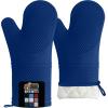 imageGORILLA GRIP BPAFree Soft Silicone Oven Mitts Heat Resistant and Waterproof Cooking Gloves Thick Cotton Lining Flexible Gripping for Baking Grilling Kitchen Potholders Set of 2 125x83 WhiteBlue