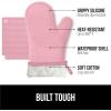 imageGORILLA GRIP BPAFree Soft Silicone Oven Mitts Heat Resistant and Waterproof Cooking Gloves Thick Cotton Lining Flexible Gripping for Baking Grilling Kitchen Potholders Set of 2 125x83 WhitePink