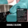 imageGORILLA GRIP BPAFree Soft Silicone Oven Mitts Heat Resistant and Waterproof Cooking Gloves Thick Cotton Lining Flexible Gripping for Baking Grilling Kitchen Potholders Set of 2 125x83 WhiteTurquoise
