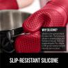 imageGORILLA GRIP BPAFree Soft Silicone Oven Mitts Heat Resistant and Waterproof Cooking Gloves Thick Cotton Lining Flexible Gripping for Baking Grilling Kitchen Potholders Set of 2 125x83 WhiteRed