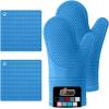 imageGORILLA GRIP BPAFree Soft Silicone Oven Mitts Heat Resistant and Waterproof Cooking Gloves Thick Cotton Lining Flexible Gripping for Baking Grilling Kitchen Potholders Set of 2 125x83 WhiteAqua