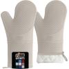 imageGORILLA GRIP BPAFree Soft Silicone Oven Mitts Heat Resistant and Waterproof Cooking Gloves Thick Cotton Lining Flexible Gripping for Baking Grilling Kitchen Potholders Set of 2 125x83 WhiteAlmond
