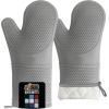 imageGORILLA GRIP BPAFree Soft Silicone Oven Mitts Heat Resistant and Waterproof Cooking Gloves Thick Cotton Lining Flexible Gripping for Baking Grilling Kitchen Potholders Set of 2 125x83 WhiteGray