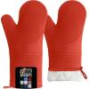 imageGORILLA GRIP BPAFree Soft Silicone Oven Mitts Heat Resistant and Waterproof Cooking Gloves Thick Cotton Lining Flexible Gripping for Baking Grilling Kitchen Potholders Set of 2 125x83 WhiteCoral