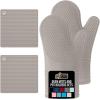 imageGORILLA GRIP BPAFree Soft Silicone Oven Mitts Heat Resistant and Waterproof Cooking Gloves Thick Cotton Lining Flexible Gripping for Baking Grilling Kitchen Potholders Set of 2 125x83 WhiteAlmond