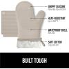imageGORILLA GRIP BPAFree Soft Silicone Oven Mitts Heat Resistant and Waterproof Cooking Gloves Thick Cotton Lining Flexible Gripping for Baking Grilling Kitchen Potholders Set of 2 125x83 WhiteAlmond