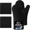 imageGORILLA GRIP BPAFree Soft Silicone Oven Mitts Heat Resistant and Waterproof Cooking Gloves Thick Cotton Lining Flexible Gripping for Baking Grilling Kitchen Potholders Set of 2 125x83 WhiteBlack