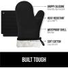 imageGORILLA GRIP BPAFree Soft Silicone Oven Mitts Heat Resistant and Waterproof Cooking Gloves Thick Cotton Lining Flexible Gripping for Baking Grilling Kitchen Potholders Set of 2 125x83 WhiteBlack