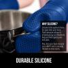 imageGORILLA GRIP BPAFree Soft Silicone Oven Mitts Heat Resistant and Waterproof Cooking Gloves Thick Cotton Lining Flexible Gripping for Baking Grilling Kitchen Potholders Set of 2 125x83 WhiteBlue