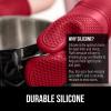 imageGORILLA GRIP BPAFree Soft Silicone Oven Mitts Heat Resistant and Waterproof Cooking Gloves Thick Cotton Lining Flexible Gripping for Baking Grilling Kitchen Potholders Set of 2 125x83 WhiteRed
