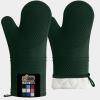 imageGORILLA GRIP BPAFree Soft Silicone Oven Mitts Heat Resistant and Waterproof Cooking Gloves Thick Cotton Lining Flexible Gripping for Baking Grilling Kitchen Potholders Set of 2 125x83 WhiteHunter Green