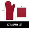 imageGORILLA GRIP BPAFree Soft Silicone Oven Mitts Heat Resistant and Waterproof Cooking Gloves Thick Cotton Lining Flexible Gripping for Baking Grilling Kitchen Potholders Set of 2 125x83 WhiteRed