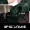 imageGORILLA GRIP BPAFree Soft Silicone Oven Mitts Heat Resistant and Waterproof Cooking Gloves Thick Cotton Lining Flexible Gripping for Baking Grilling Kitchen Potholders Set of 2 125x83 WhiteHunter Green